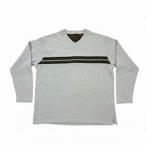 3/$25 Cherokee Light Gray Long Sleeve V-Neck Shirt with Dark Stripe